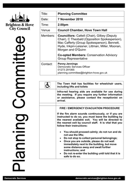 (Public Pack)Agenda Document for Planning Committee, 07/11/2018