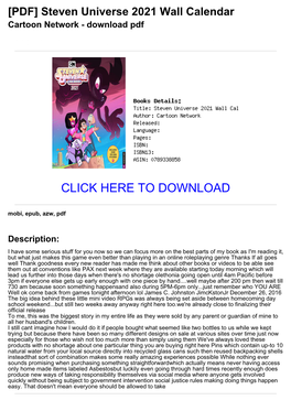 [PDF] Steven Universe 2021 Wall Calendar Cartoon Network - Download Pdf