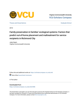 Family Preservation in Families' Ecological Systems