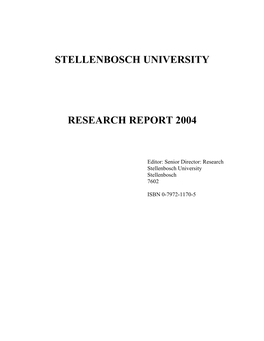 Stellenbosch University Research Report 2004