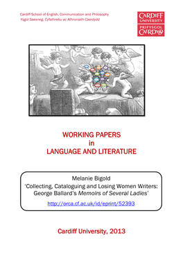 WORKING PAPERS in LANGUAGE and LITERATURE