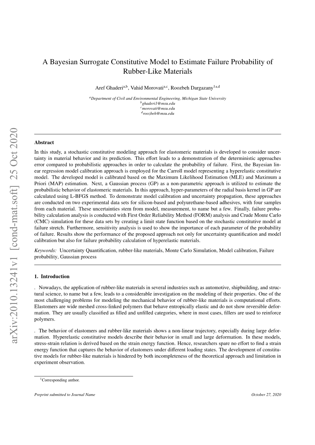 A Bayesian Surrogate Constitutive Model to Estimate Failure Probability of Rubber-Like Materials