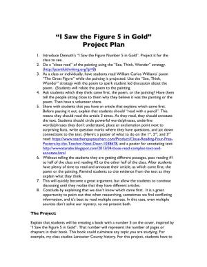 “I Saw the Figure 5 in Gold” Project Plan