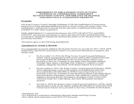 Amendment to the Conservation Futures Interlocal Cooperation Agreement Between King County and the City of Seattle for Open Space Acquisition Projects