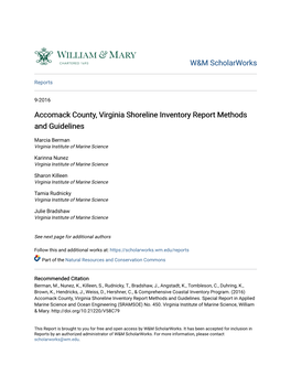 Accomack County, Virginia Shoreline Inventory Report Methods and Guidelines