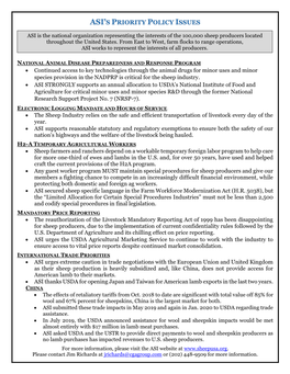 Asi's Priority Policy Issues