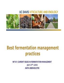 Best Fermentation Management Practices