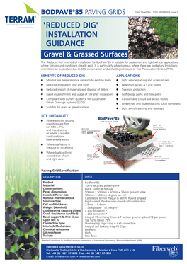 REDUCED DIG' INSTALLATION GUIDANCE Gravel & Grassed Surfaces