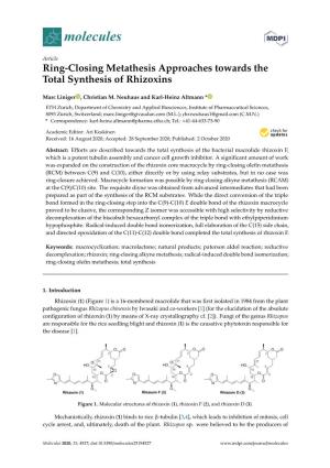 Ring-Closing Metathesis Approaches Towards the Total Synthesis of Rhizoxins