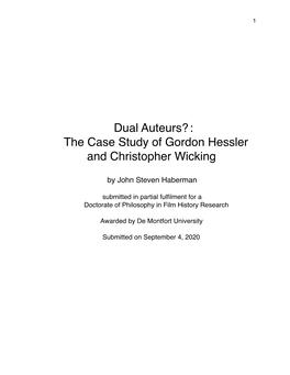 The Case Study of Gordon Hessler and Christopher Wicking