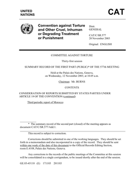 Convention Against Torture and Other Cruel, Inhuman Or Degrading Treatment Or Punishment, and Would Seek to Preserve the Dignity of Moroccan Nationals Residing Abroad