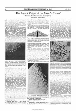 The Impact Origin of the Moon's Craters* Features Peculiar to Lunar Physiography
