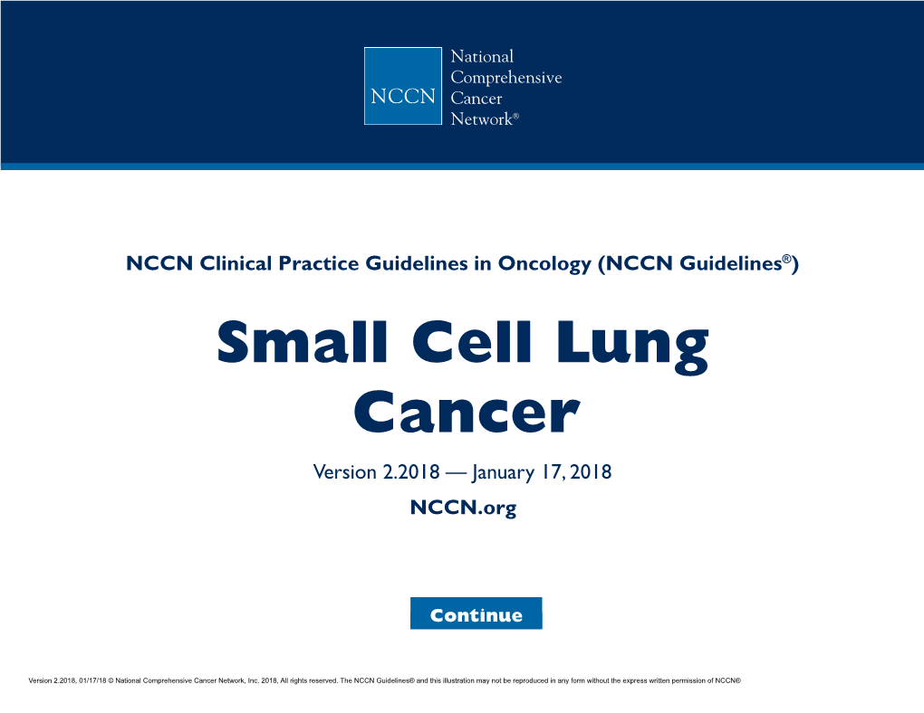 Small Cell Lung Cancer Version 2.2018 — January 17, 2018 NCCN.Org