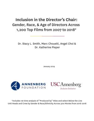 Inclusion in the Director's Chair? Examining , Popular Films