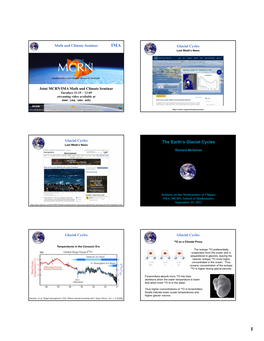 The Earth's Glacial Cycles