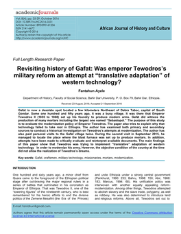 Was Emperor Tewodros's Military Reform an Attempt at “Translative