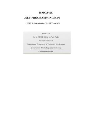18Mca42c .Net Programming (C#)