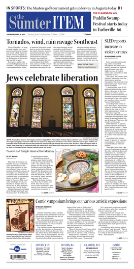 Jews Celebrate Liberation Throughout the State and Is the Latest State Crime Report Avail- Able from SLED