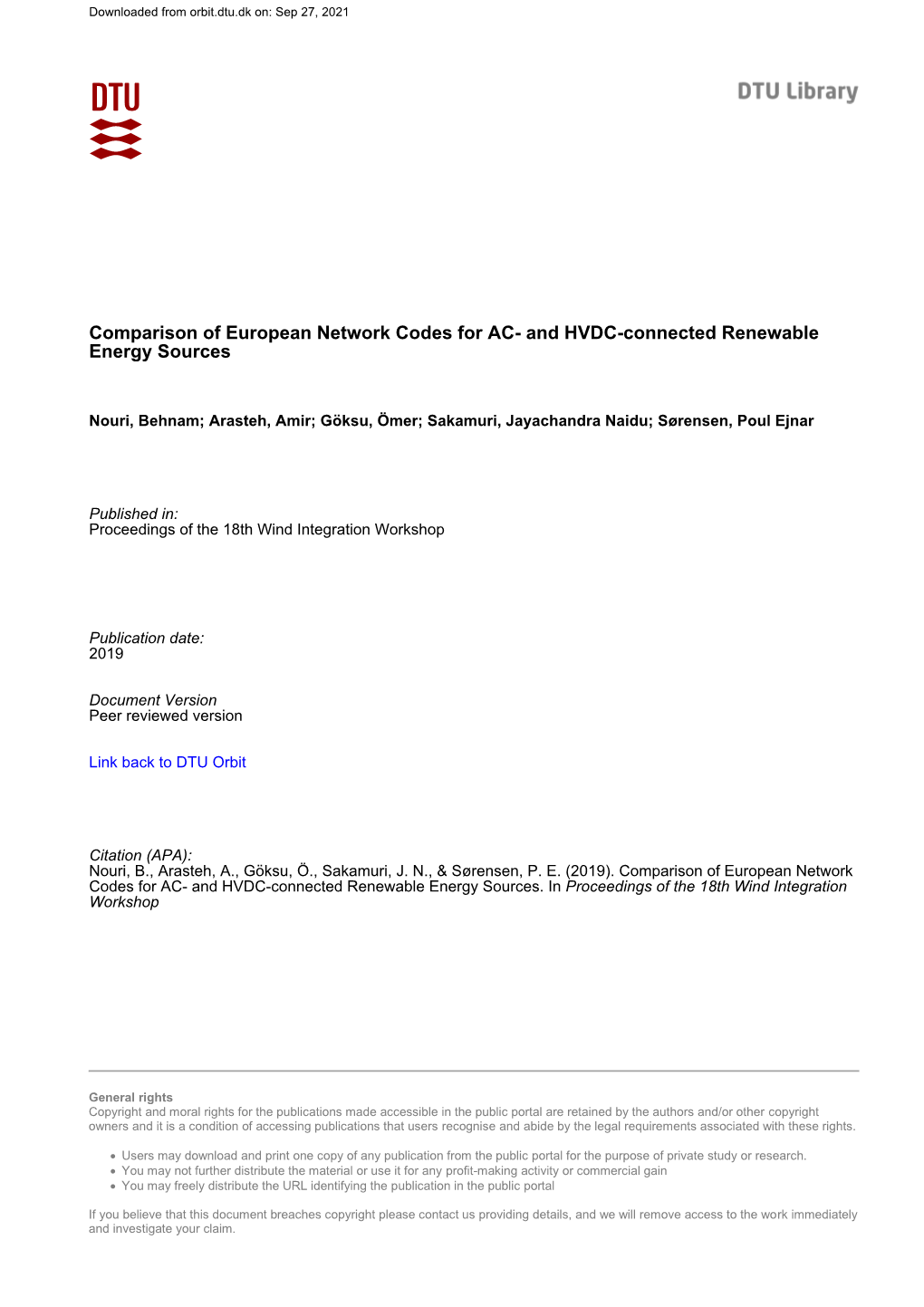 Comparison of European Network Codes for AC- and HVDC-Connected Renewable Energy Sources