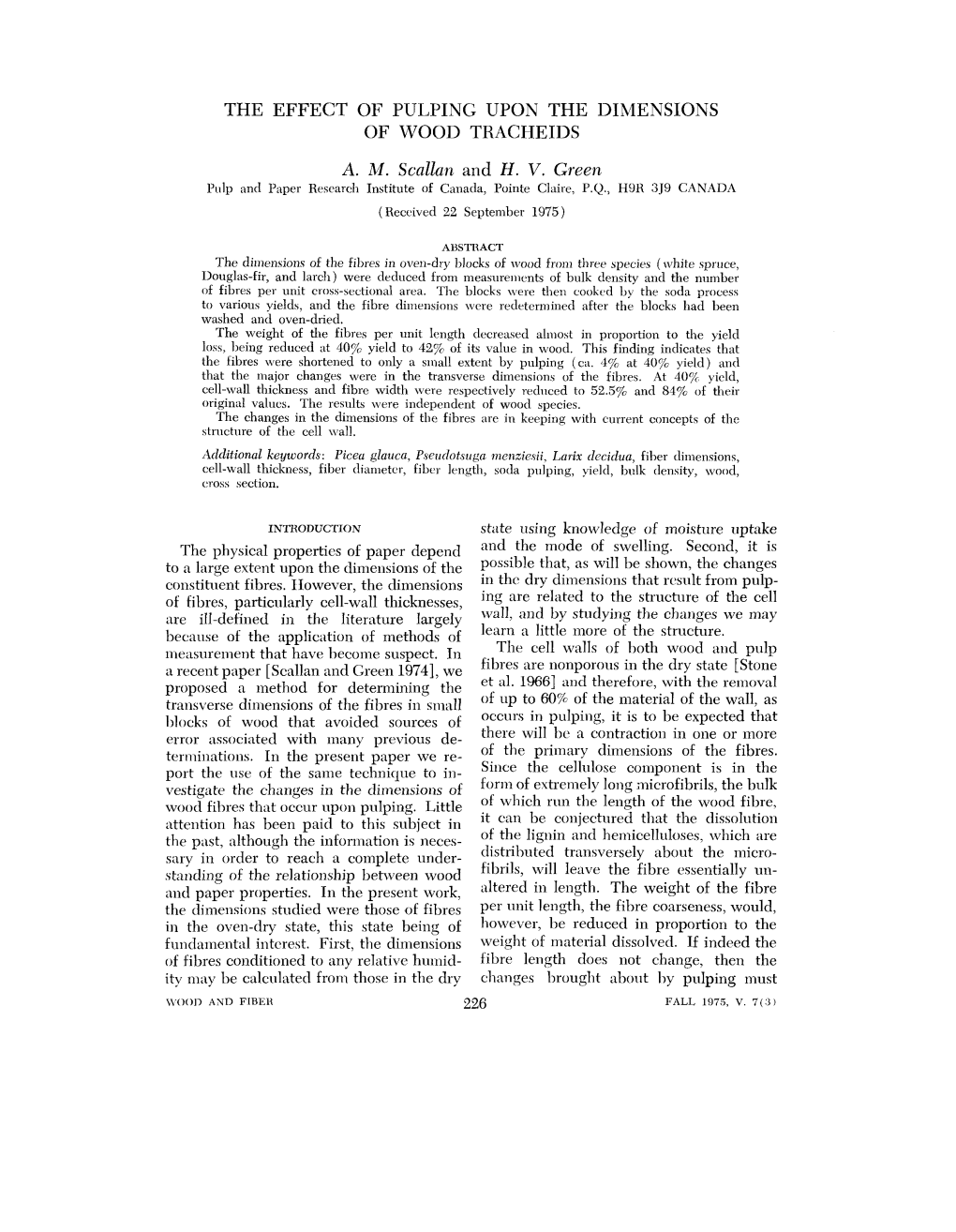 The Effect of Pulping Upon the Dimensions of Wood Tracheids