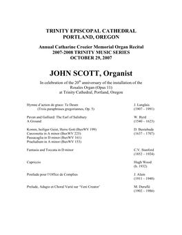 JOHN SCOTT, Organist