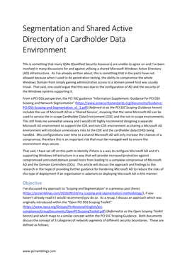 Segmentation and Shared Active Directory of a Cardholder Data Environment