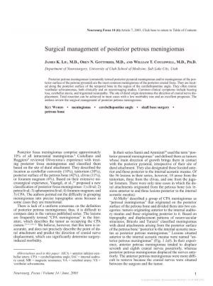 Surgical Management of Posterior Petrous Meningiomas