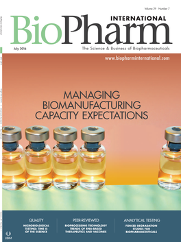 Managing Biomanufacturing Capacity Expectations Randi Hernandez