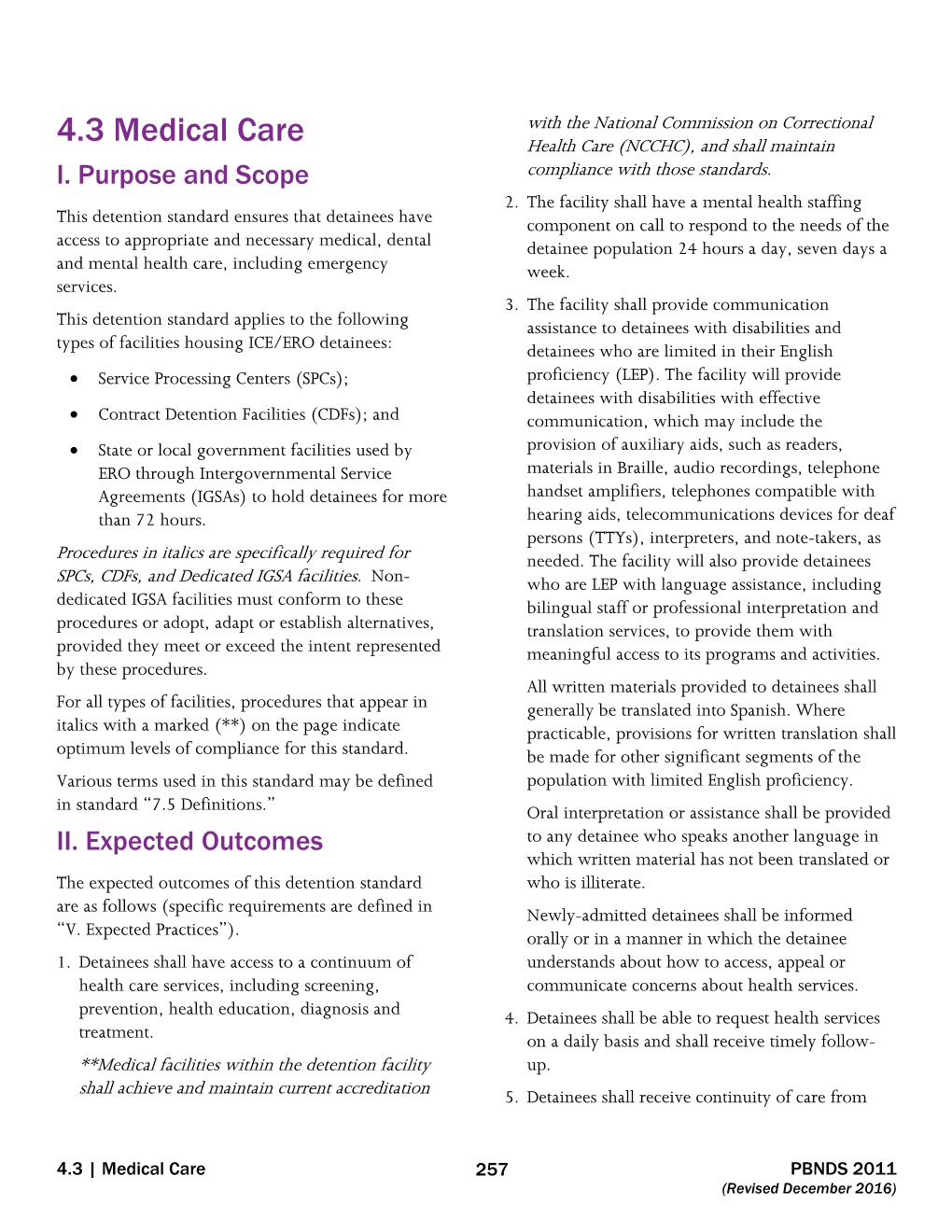 4.3 Medical Care Health Care (NCCHC), and Shall Maintain I