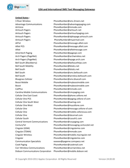 USA and International SMS Text Messaging Gateways