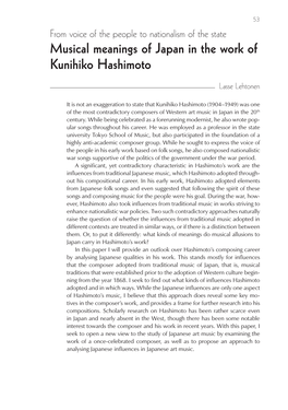 Musical Meanings of Japan in the Work of Kunihiko Hashimoto