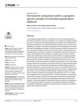 Microbiome Composition Within a Sympatric Species Complex of Intertidal Isopods (Jaera Albifrons)