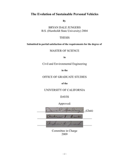The Evolution of Sustainable Personal Vehicles