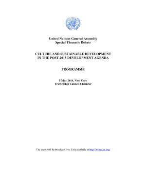 Culture and Sustainable Development in the Post-2015 Development Agenda