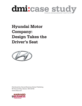 Hyundai Motor Company: Design Takes the Driver's Seat