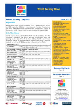 World Archery Congress June 2013
