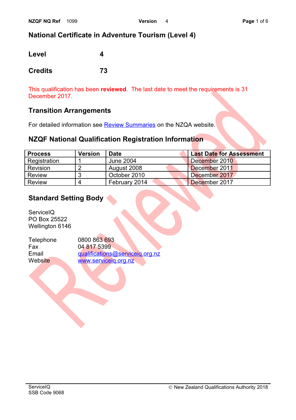 1099 National Certificate in Adventure Tourism (Level 4)