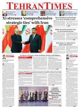 Xi Stresses 'Comprehensive Strategic Ties' with Iran