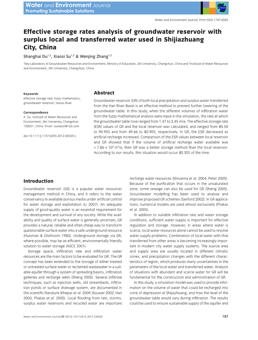 Effective Storage Rates Analysis of Groundwater Reservoir With