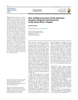 First Verified Occurrence of the Shortnose Sturgeon (Acipenser Brevirostrum) in the James River, Virginia