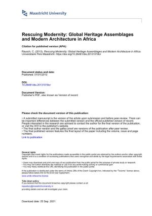 Global Heritage Assemblages and Modern Architecture in Africa