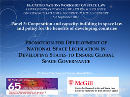 Promotion for Development of National Space Legislation in Developing States to Ensure Global Space Governance