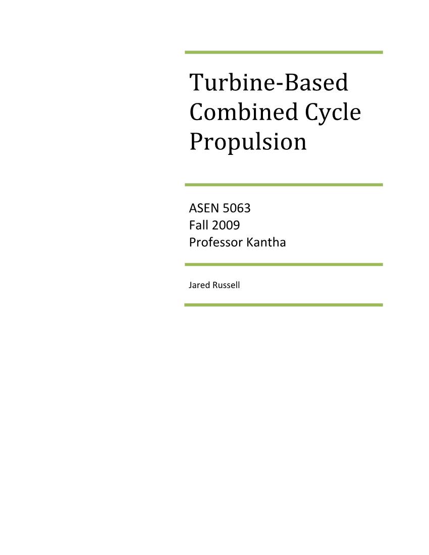 Turbine-Based Combined Cycle Propulsion