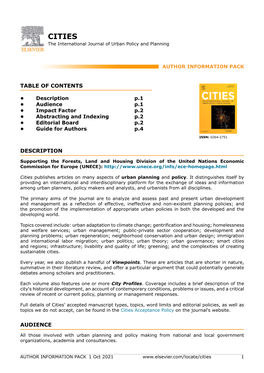 CITIES the International Journal of Urban Policy and Planning