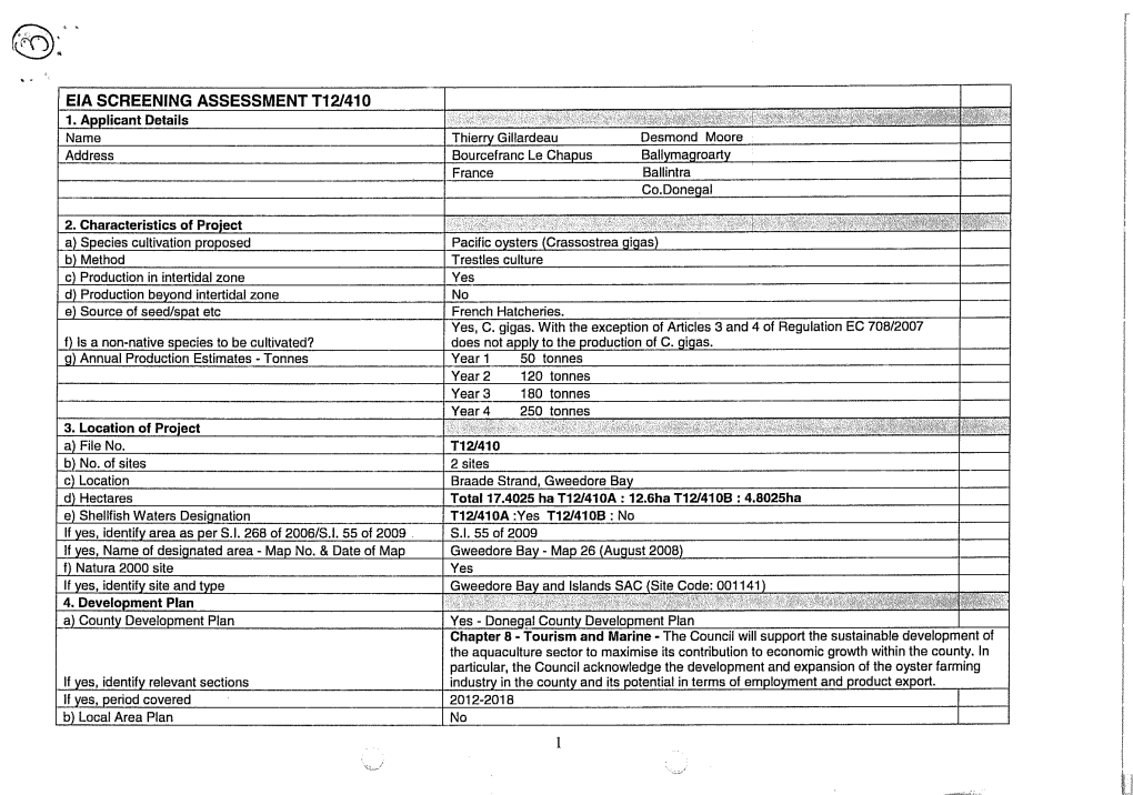 Eia Screening Assessment T12/410 1