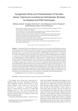 Cytogenetics Study and Characterization of Sumatra Serow, Capricornis Sumatraensis (Artiodactyla, Bovidae) by Classical and FISH Techniques