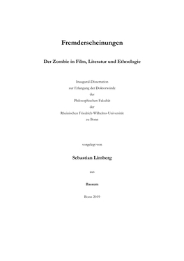 Fremderscheinungen: Der Zombie in Film, Literatur Und Ethnologie