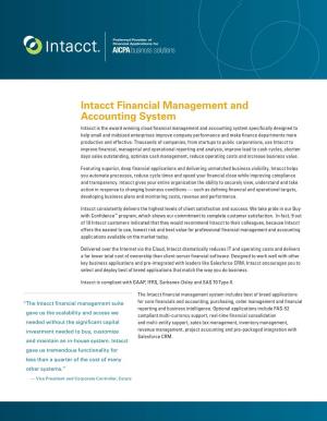 Intacct Financial Management and Accounting System