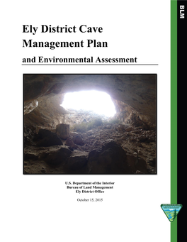 Ely District Cave Management Plan and Environmental Assessment