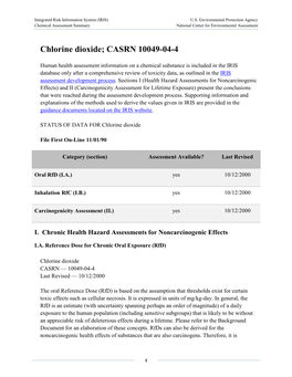 Chlorine Dioxide; CASRN 10049-04-4